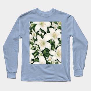 White lily pattern Long Sleeve T-Shirt